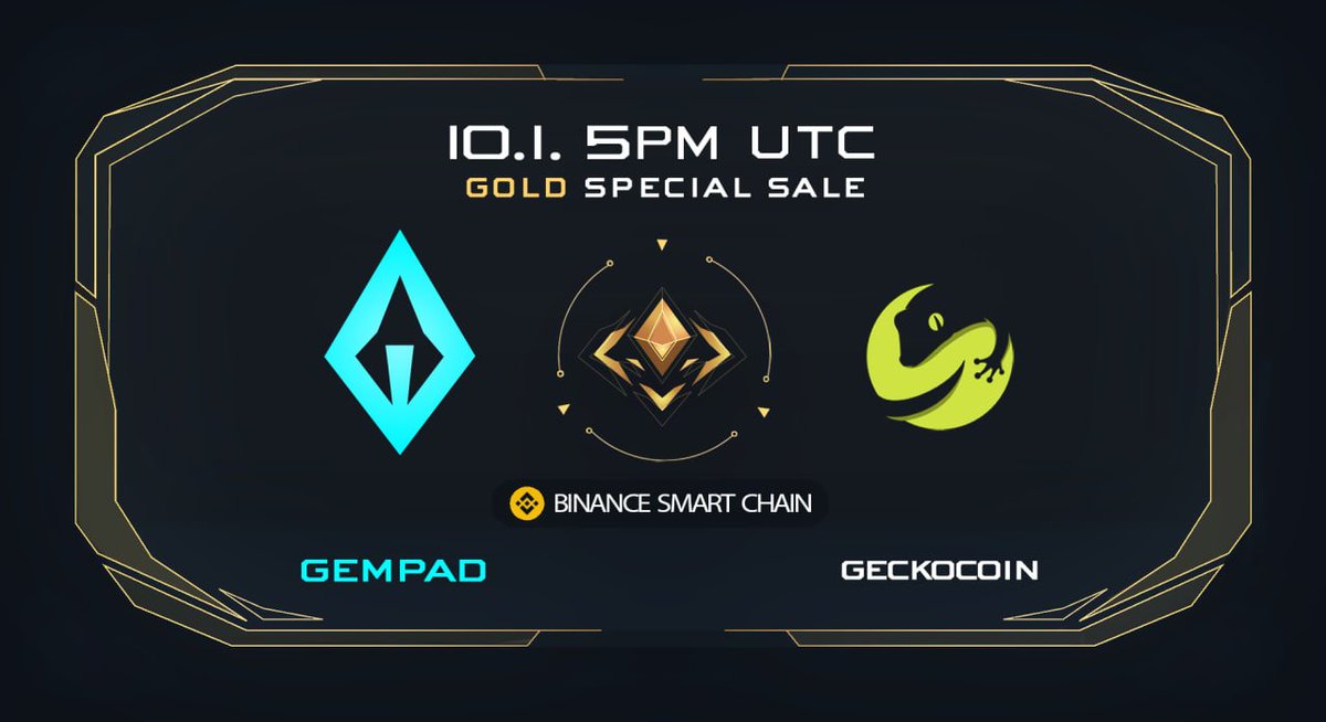 💎 GECKOCOIN SPECIAL SALE ANNOUNCEMENT 💎

🟡  GOLD TIER  🟡

We're proud to announce the special sale for <a href="/Geckofficial/">Geckocoin | $GECKO</a>.

Their special sale is taking place at 5pm UTC! ⏰

✅ Special sale link: gempad.app/special/0xB214…

#BNB #BSC #DeFi #Multichain #Web3