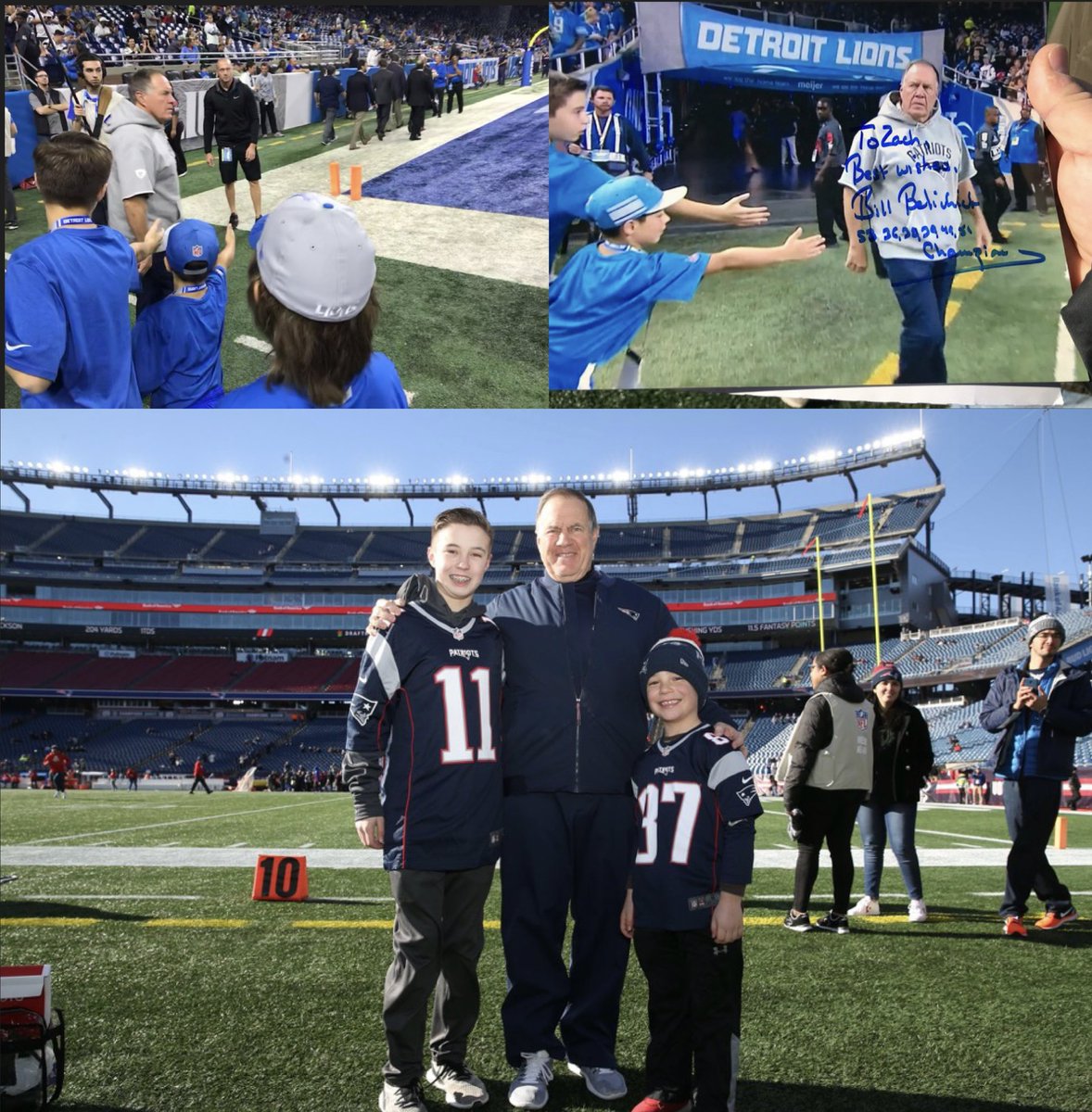 AN ALL-TIME STORY: Everyone knows the Bill Belichick video of him ignoring little kids while walking out of the tunnel.

Those kids were wearing #Lions gear because a friend in the Detroit front office got them there, they are really Pats fans. 

Bill found out about this, made
