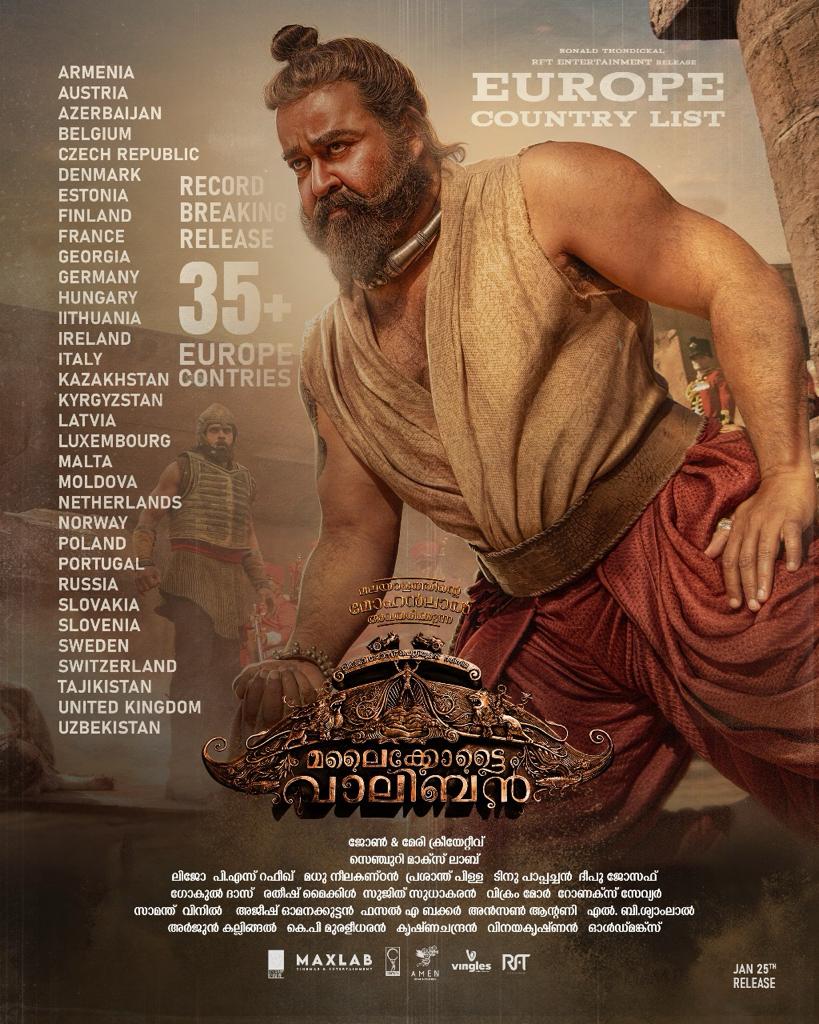 vinglesentmt's tweet photo. This time biggerrrr😎very biggger,
because  he is the MIGHTIEST #MalaikottaiVaaliban

we promise you the one best from south indian release in EUROPEAN countries..🔥🔥🤜🤛🤜🤛🔥🔥 @FilmsRft @cybersystemsaus @aashirvadcine https://t.co/lJAQpRnWVR