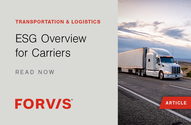 Read this article from <a href="/FORVIS/">FORVIS</a> for an overview of ESG and how sustainability is incorporated within the trucking industry: bit.ly/47v9I3g