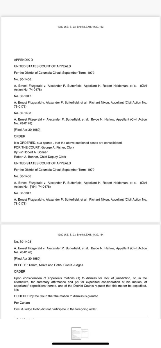 RStantonJonesDC's tweet photo. This is the DC Circuit decision that the Supreme Court reviewed (and reversed) in Nixon v. Fitzgerald: https://t.co/j5Omc1LtlJ