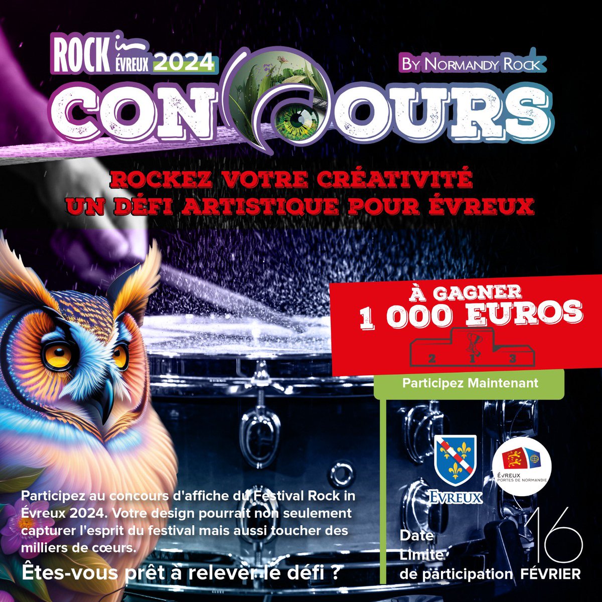 RockinEvreux's tweet photo. 🎨🎸 Nouvelle Excitante pour les Créatifs ! Après vos superbes retours sur notre poste de bonne année, nous sommes ravis de lancer officiellement le Concours d'Affiche Rock in Évreux 2024 ! C'est votre chance de voir votre art briller et de gagner 1000€.
https://t.co/YvQMDGXU92 https://t.co/4OGxre9zlo