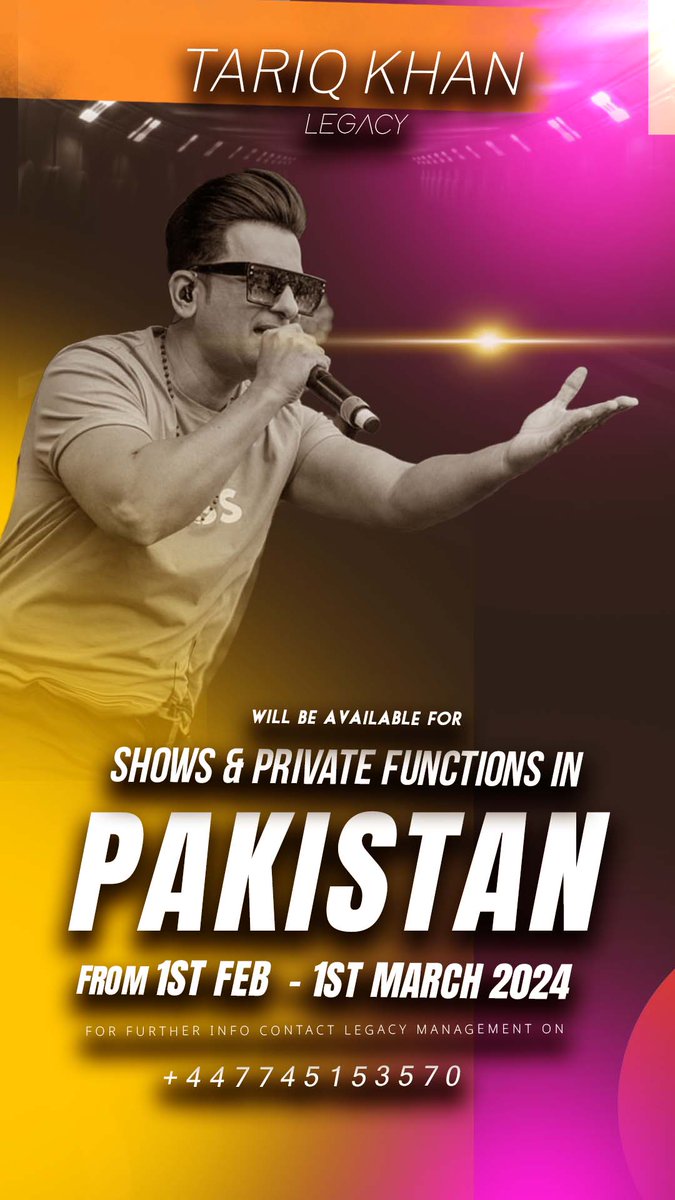 Salam everyone just wanna update you all Im flying  out to Pakistan soon if anyone would like to make a booking while I’m there please get in touch
I will be available from 1st Feb - 1st March 2024
For all inquires please inbox or call /whatsapp management on +447745153570 📷