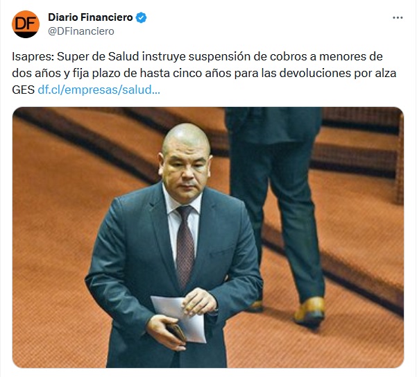 Isapres: Super de Salud instruye suspensión de cobros a menores de dos años y fija plazo de hasta cinco años para las devoluciones por alza GES