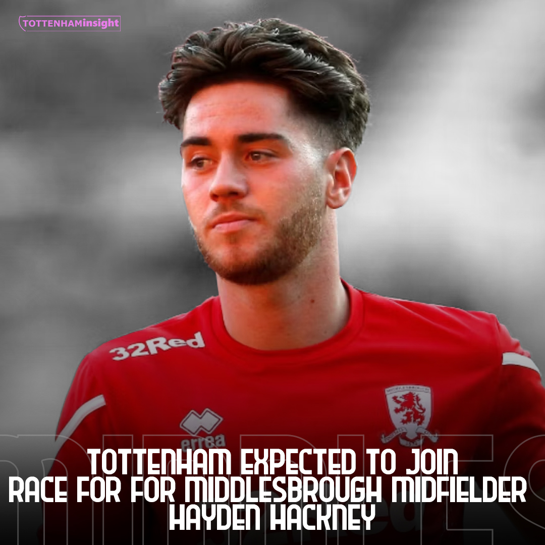 TottenhamInsig1's tweet photo. Tottenham are anticipated to enter the competition for Middlesbrough midfielder Hayden Hackney, but any move to Spurs for the 21-year-old is likely to be delayed until the summer. [@NizaarKinsella] #THFC #TottenhamHotspur https://t.co/7hBVOZj6PQ