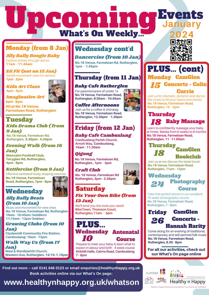 Why not try something new for 2024 with @HnH_TheTrust? ✨ Take a look at their latest calendar and see what takes your fancy. They have lots to offer for all everyone in #camglen 😁 You can see all of their varied activities here ➡️ ow.ly/p2y350QpeJp