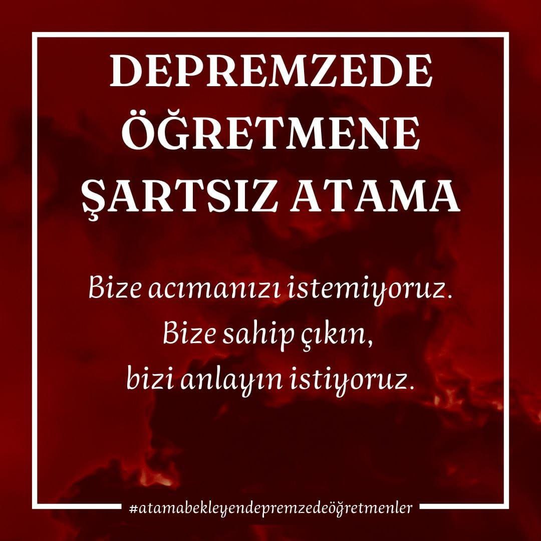 ismailsbnc99's tweet photo. Bugün değilse ne zaman? Ataması yapılmayan depremzede öğretmenler şartsız atama bekliyor.
@RTErdogan @EmineErdogan @MehmetFendogluu @emrkongar
@lutfikasikci @HuseyinYayman @cagdasbayraktar @ademyesildal @erkbas @Suat_Ozcagdas @nerminyldrmkara  @MullaogluServet
#UnutuldukTükendik https://t.co/2sq0HnNbSw