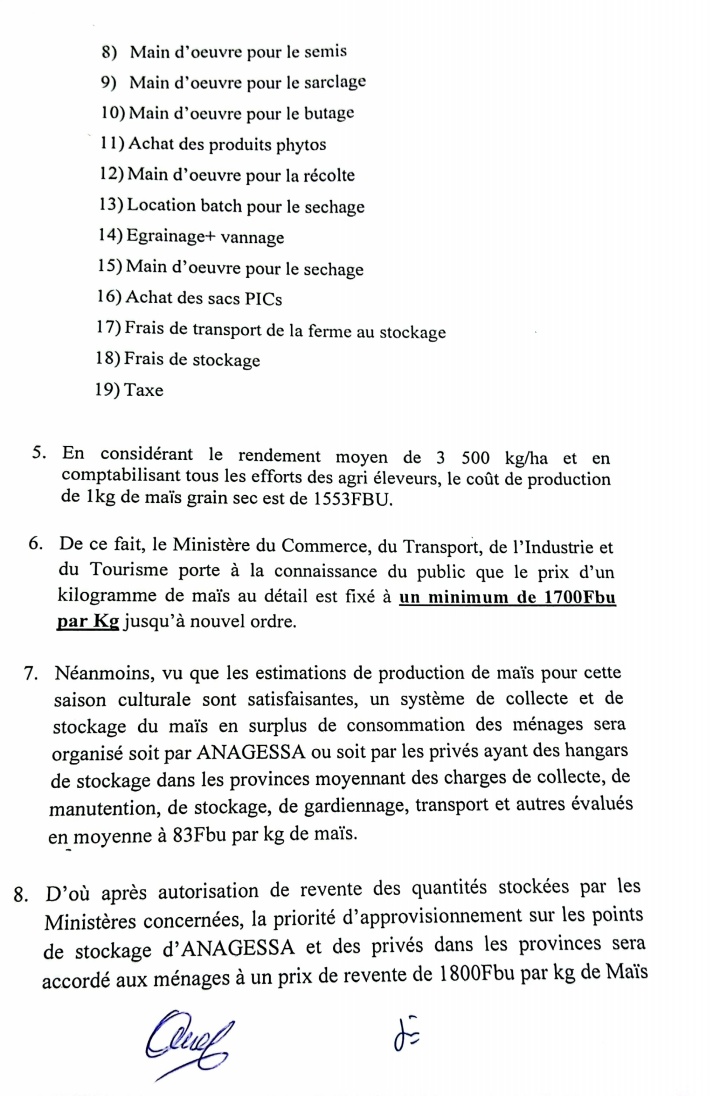 BMineagrie's tweet photo. Communiqué conjoint relatif  à la gestion de la production du maïs de la saison culturale 2024A.
@MinCommerce
@MininterInfosBi https://t.co/hla0YmnKVH