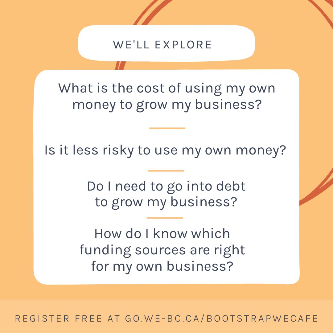 Seats are filling up fast for our WeCafé, 'Self-Fund Your Business or Use Other People’s Money?' on January 17. Get inside knowledge and tips to fund your business from our Senior Director of Loans and Advisory Services, Melanie Rupp! Register at go.we-bc.ca/FundingWeCafe