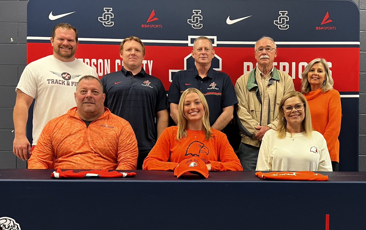 A big congratulations to JCHS Lady Patriot Track and Field member @elizacollins_ on signing to continue her academic and athletic career with @CN_Track and @carson_newman_u