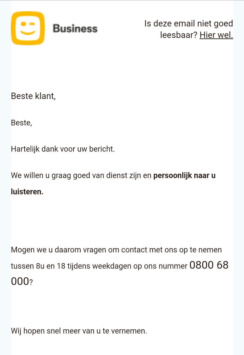 Zeg, <a href="/Telenet/">Telenet</a> wat voor spelletje is dit hier, zeg? 

6x bellen met helpdesk, 6x zelfde verhaal doen, telkens belofte dat iemand me gaat contacteren, vanochtend officiële klacht ingediend en nu krijg ik 7 uur later een noreply-mail met de vraag om te bellen naar... de helpdesk??🤯