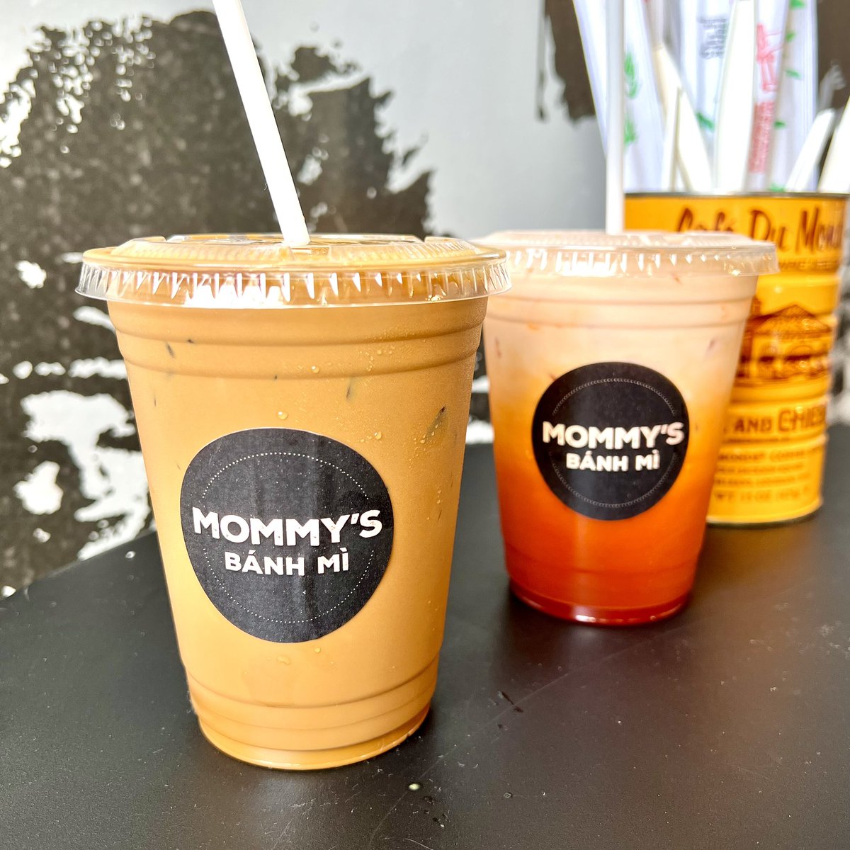 MBM’s two creamy drinks: Vietnamese Iced Coffee and Thai Tea 😋 MBM’s must try beverages! Order yours from 10:30 AM to 4PM today through Saturday ✨