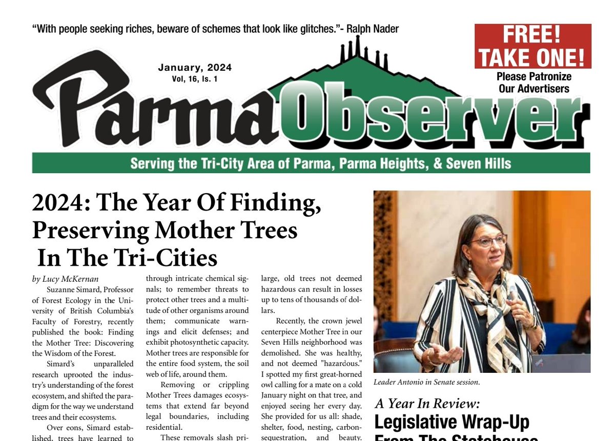 ParmaObserver's tweet image. NOW AVAILABLE: The January 2024 issue of the Parma Observer is out now and is available online! ⛄🌨 🇺🇸🇺🇦

media.parmaobserver.com/issue_pdfs/Par…