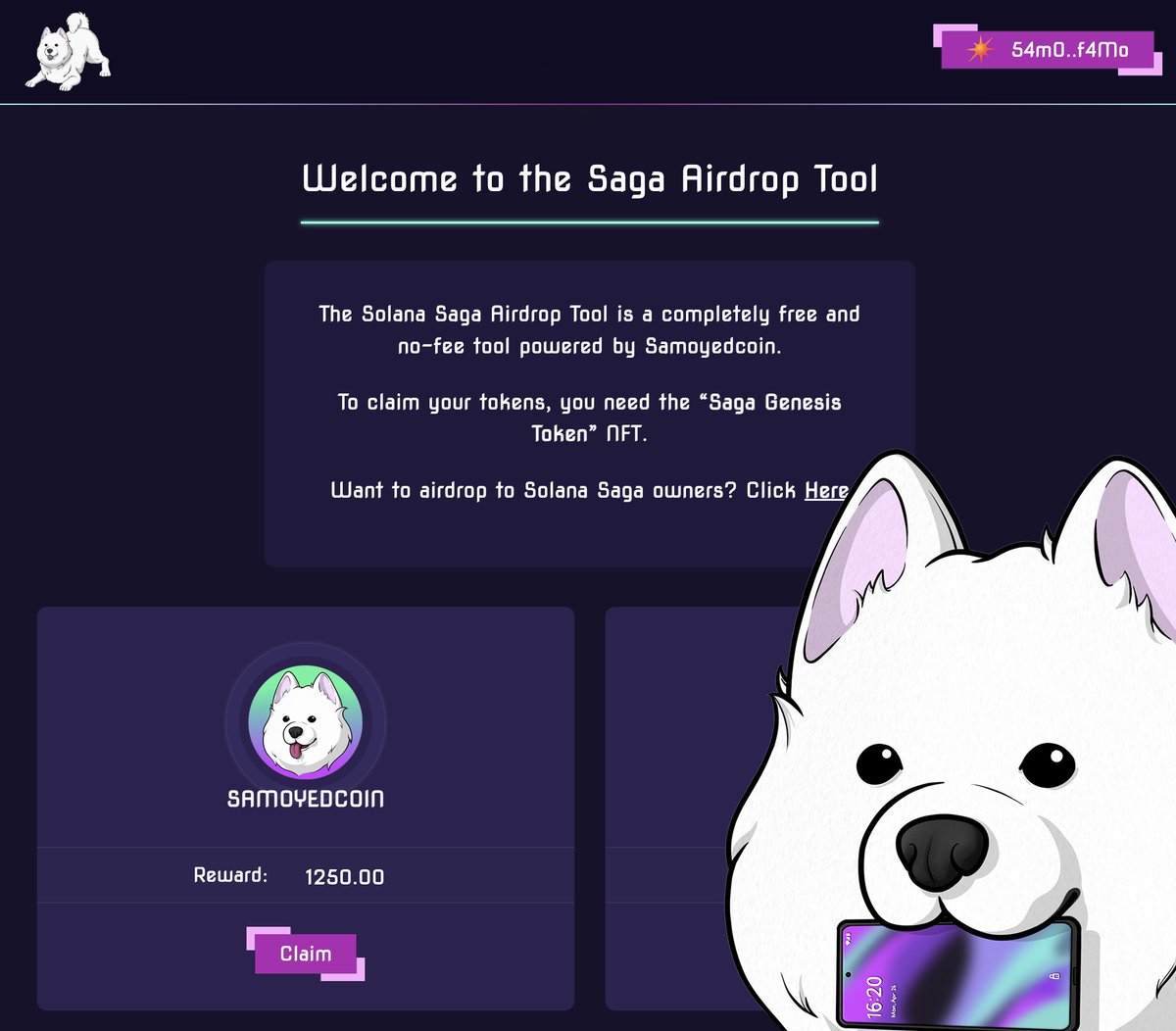 samoyedcoin's tweet photo. Hey #Solana Saga Holders! The time has come. 🙌

Head on over and claim your FREE $SAMO! 🐶

👉 https://t.co/MKDejwG8Kq 👈 https://t.co/3qKBJMdeFm