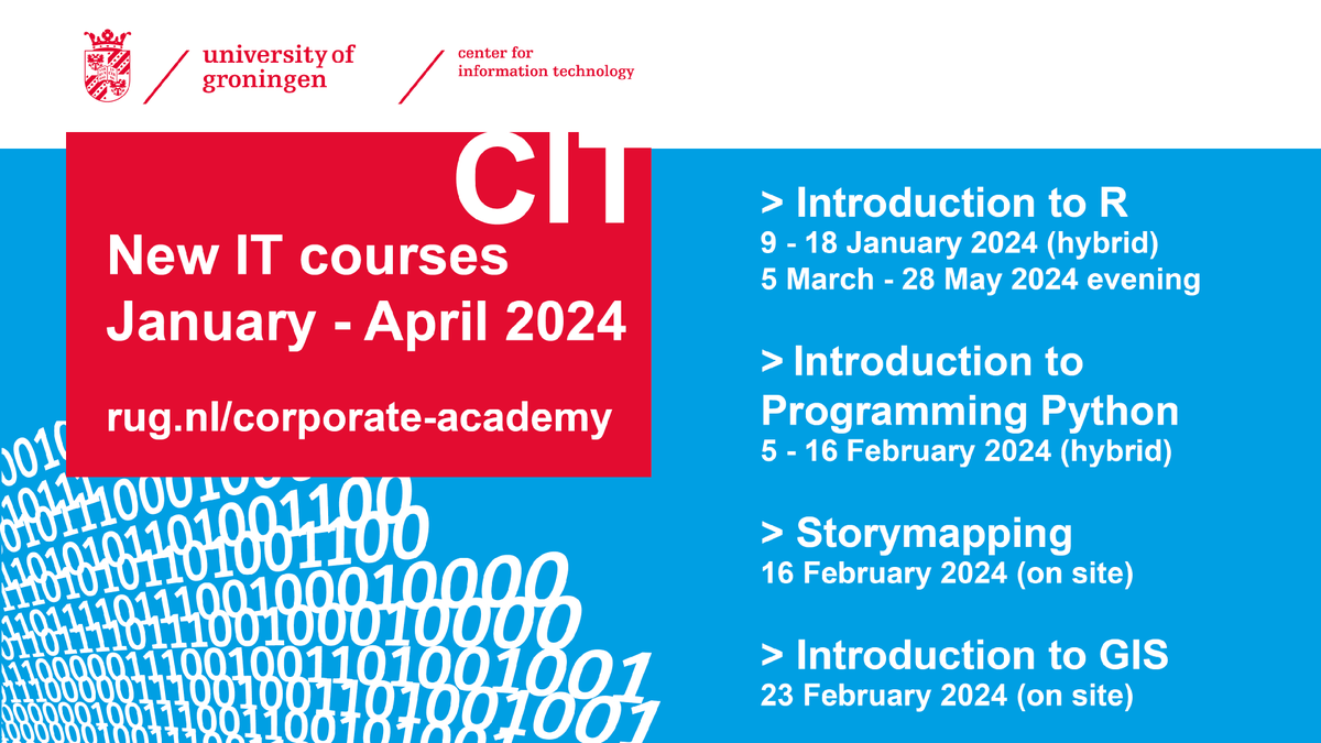 CIT_RUG's tweet photo. 👋Let us introduce you to... https://t.co/soM9fSdg9y
#r #python #storymapping #gis #courses https://t.co/22qIkrTTaB