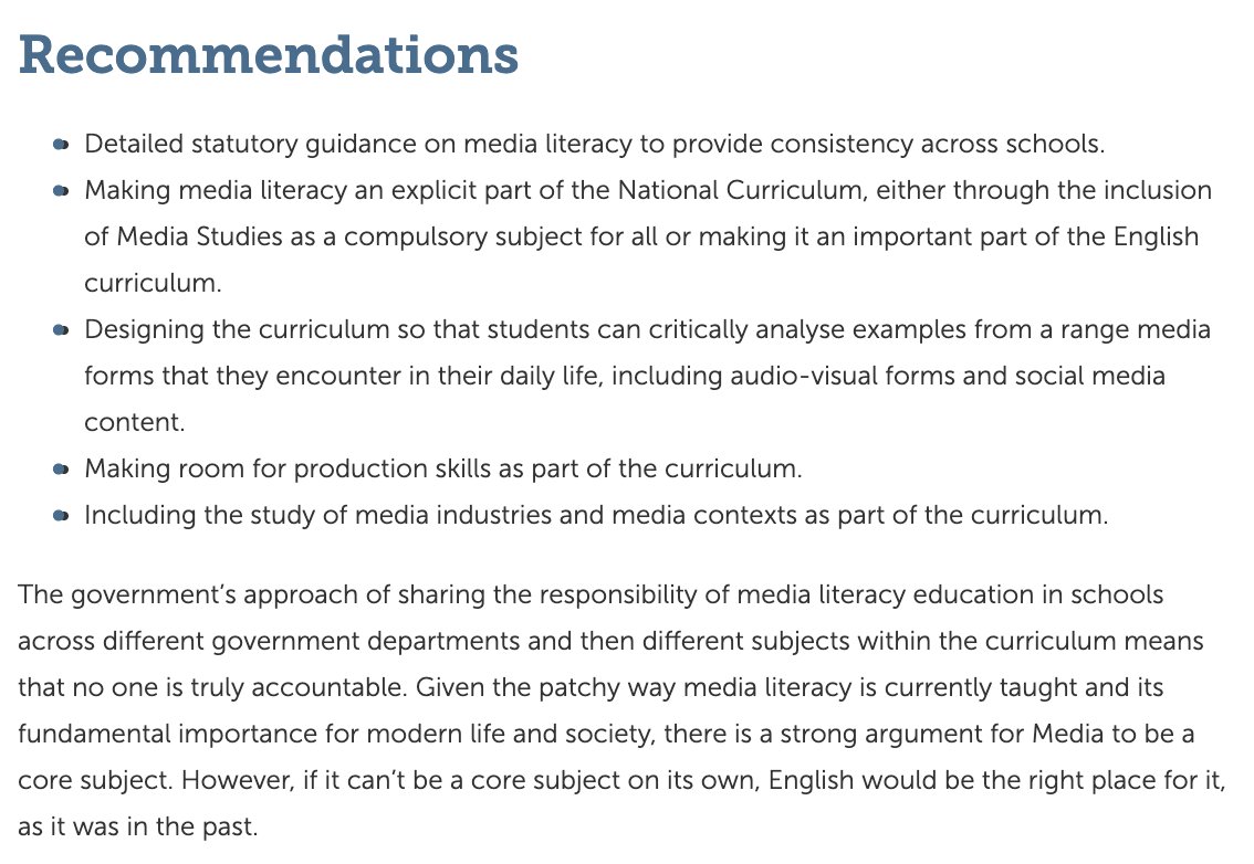 Last year we surveyed English and Media teachers about media literacy in their schools. We think Media Studies or media literacy should be compulsory at KS3 and it looks like lots of you agreed. Read and share <a href="/AprilMccEMC/">AprilEMC</a> 's blog englishandmedia.co.uk/blog/survey-in…