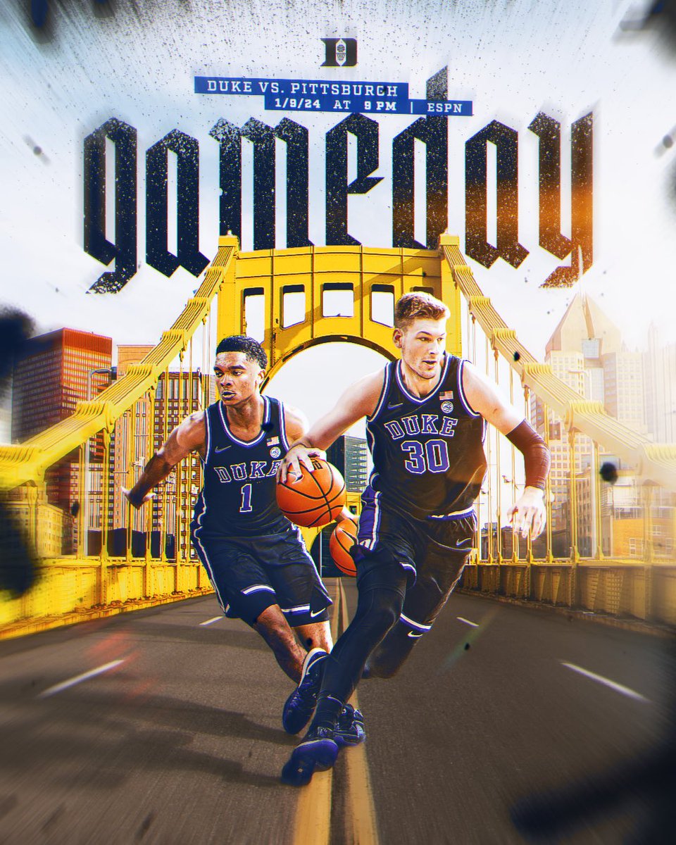DukeMBB's tweet photo. Gameday at Pitt‼️ 

🆚 Pittsburgh
⏰ 9 PM ET 
🏟️ Peterson Events Center 
📺 ESPN
📊 https://t.co/XWTkdhXIfs

#HereComesDuke 👿 https://t.co/2SDVLLvyE1