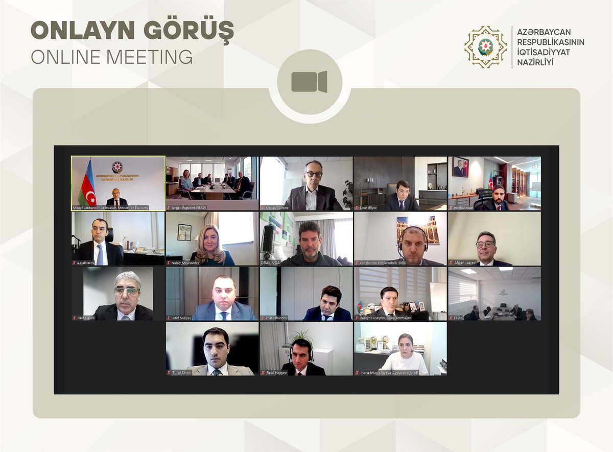 MikayilJabbarov's tweet photo. During a video conference with Jürgen Rigterink (@JRigterink), the First Vice-President of the European Bank for Reconstruction and Development (@EBRD), we engaged in discussions on the projects implemented in our country with the support of the Bank. We also deliberated on the ongoing collaboration with 'Azerbaijan Caspian Shipping Company' CJSC (@ASCO_CJSC) and addressed issues related to cooperation within the framework of #COP29 to be hosted by #Azerbaijan.

#EconomyAz