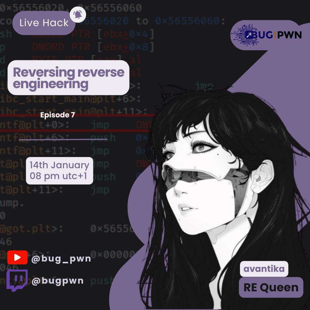 bug_pwn's tweet image. LiveHack ✨

Episode 7 : Reversing reverse engineering

Time Zone : West Africa Time (UTC+1)

Hacker : @iamavu

#LiveHack #bugpwn #Hacking #re #reverseengineering