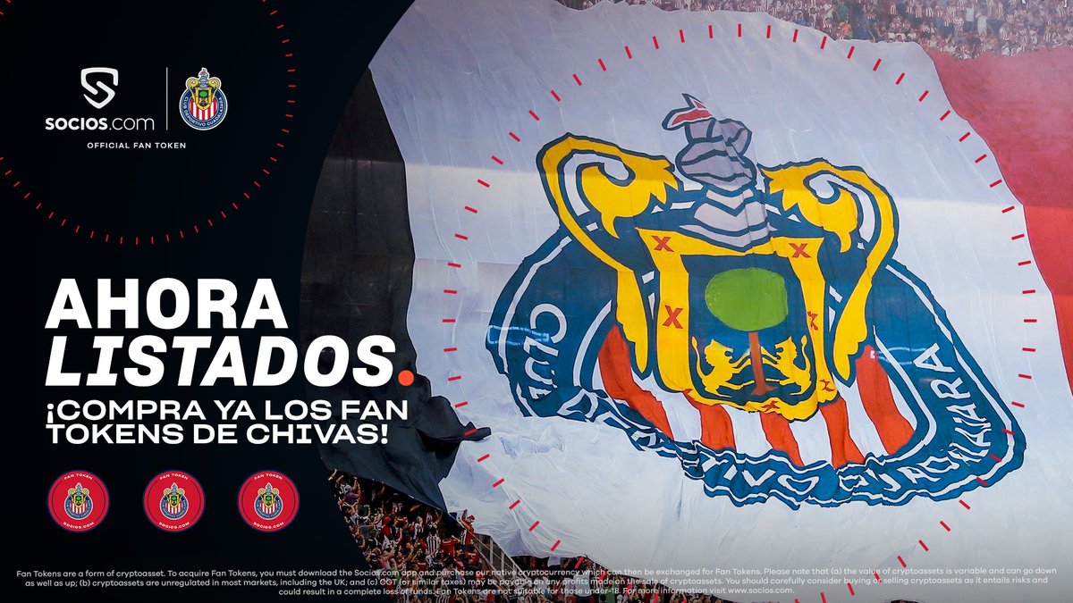 SociosESP's tweet photo. 💥 ¡Listing en VIVO!

Adquiere tus fan tokens de @Chivas para disfrutar de experiencias únicas, recompensas y mucho más. https://t.co/ENbSTnEGic