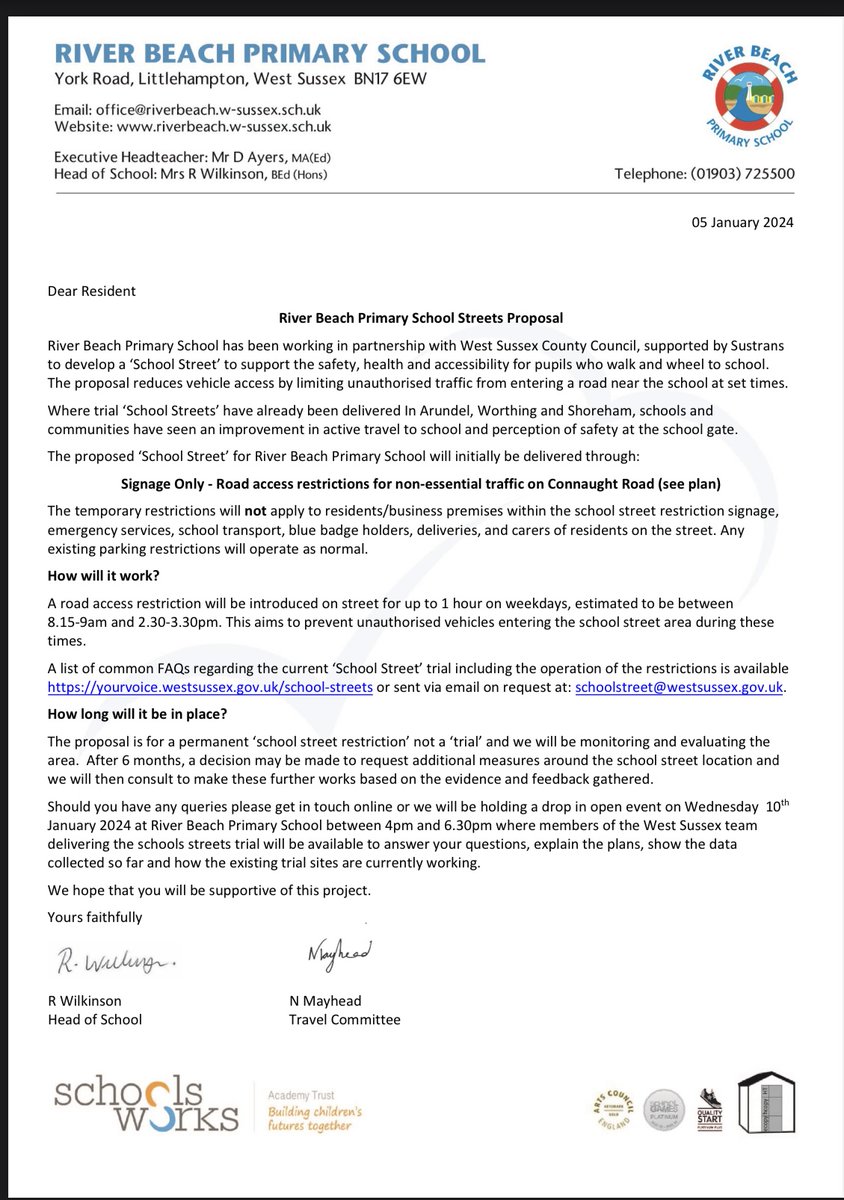 SWRBPS's tweet image. Schools Streets Proposal 
Drop meeting this Wednesday, 10th January 2024, 4.30 - 6pm in the main school hall.  Come along with any questions you have regarding the scheme and see the plans and data collected.