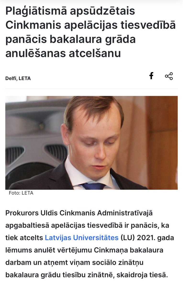 Pēc 13 gadiem valsts vairs nav tiesīga pārbaudīt akadēmisko godīgumu, un sabiedrībai nav tiesību apšaubīt akadēmiskā grāda iegūšanas tiesiskumu. Kādu signālu sūta tiesa? Vai plaģiātisma pārbaudei var būt saprātīgs termiņš? P.s. Sevišķi smagiem noziegumiem noilgums - 15 gadi.