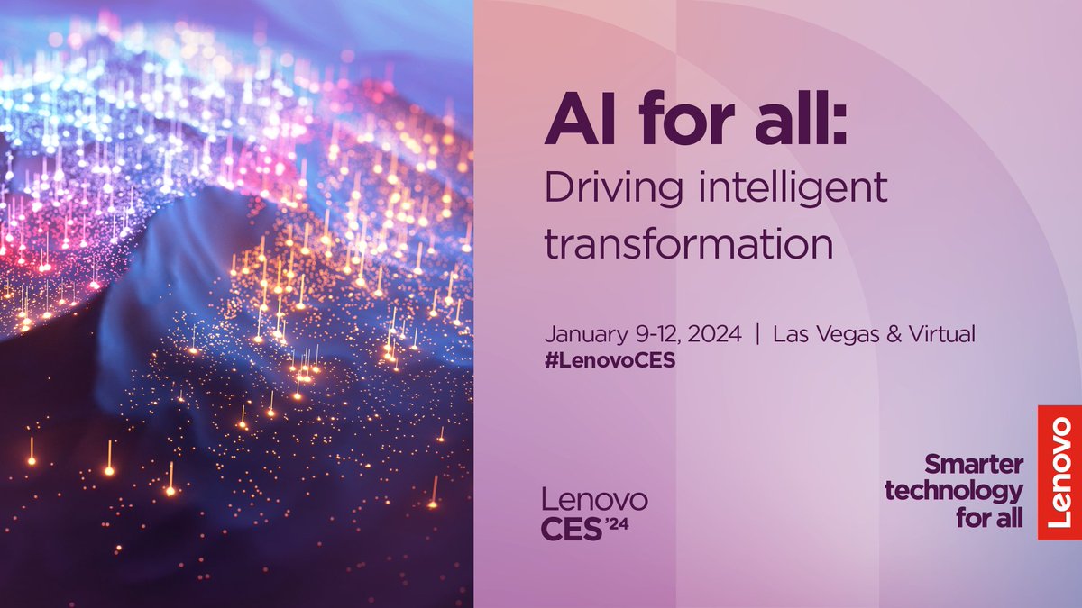 I might not be in Vegas for @CES but @Lenovo is. Starting shortly, you can see all the new cool products even if you're not in Vegas. Check out the link below to see how Lenovo is bringing smarter technology to all 👇 lenovo.com/us/en/events/c… #canpoli #CES2024 #LenovoCES