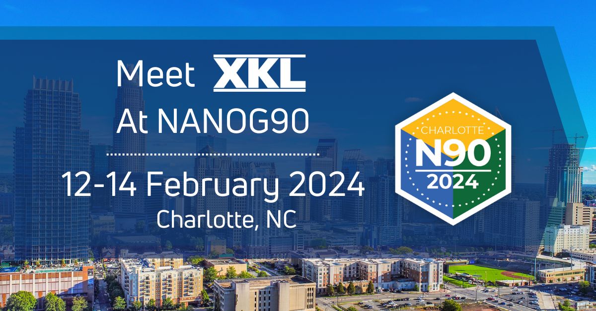 XKLLLC's tweet image. Save the Date! 🗓️ We&apos;re getting excited for @nanog 90 in Charlotte!

Want to catch up during the event? Schedule a meeting with us at customersolutions@XKL.com. 

#networking #xkl #fiberoptics #opticalnetworking #NANOG90