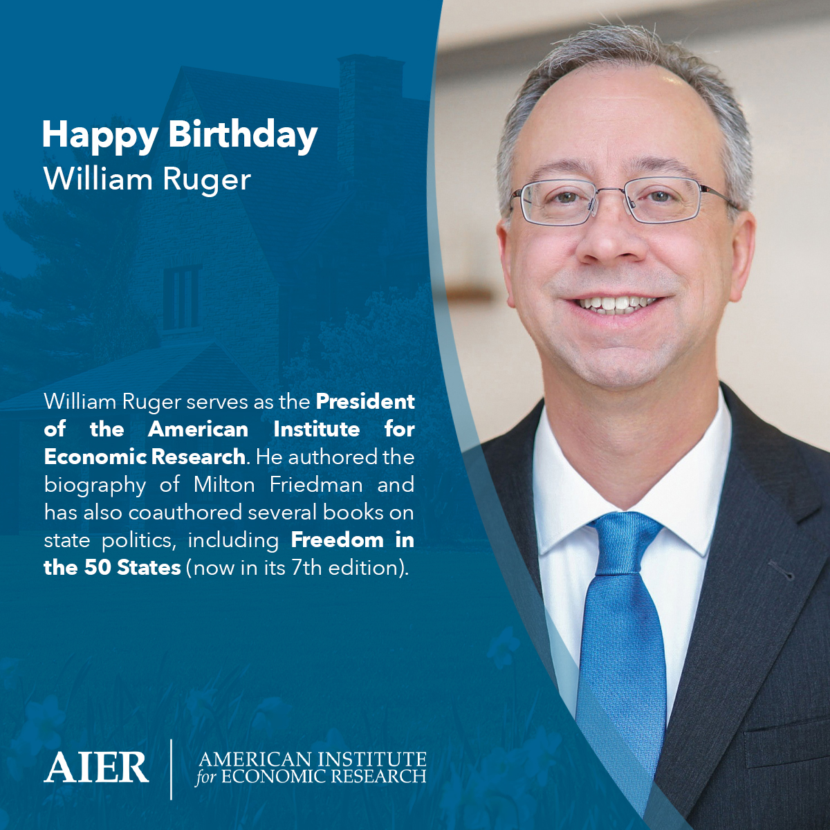 aier's tweet photo. We wish our esteemed President, @WillRuger, a happy birthday! 🎉
Leave your birthday wishes in the comments and check out the latest edition of Freedom in the 50 States: https://t.co/G5WWICta19.
#HappyBirthday #FreeStates @CatoInstitute https://t.co/r14rsDqVps