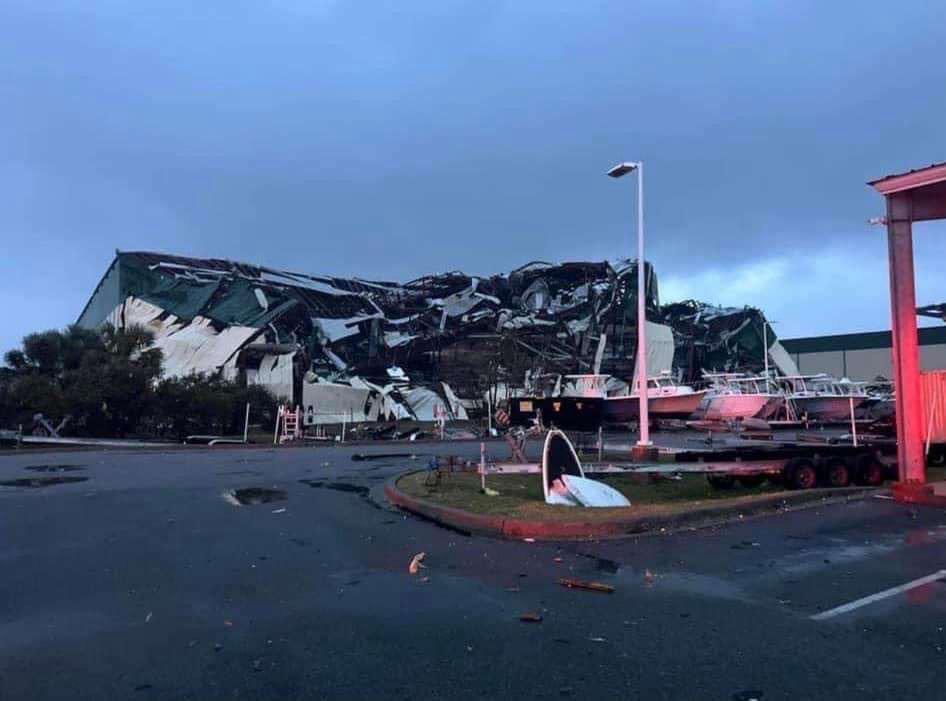 spann's tweet photo. Tornado damage at Panama City Beach this morning… photos from Bay County Sheriff https://t.co/59Msrr89dk