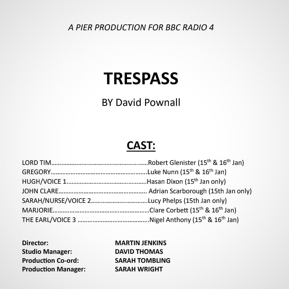 This will be a pleasure @BBC #DavidPownall #AdrianScarborough #LukeNunn #RobertGlenister