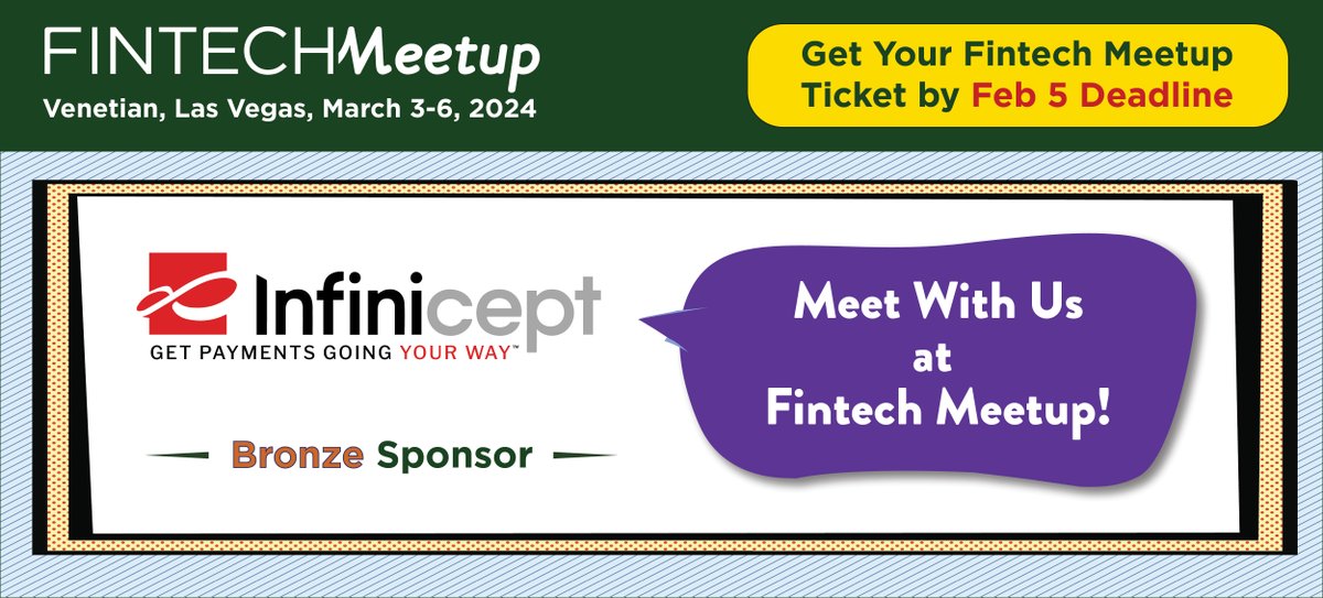 🕒 Countdown Alert: Less Than 60 Days Away! 🕒

We're sponsoring Fintech Meetup! Join us at Booth #818, discover how we're transforming the fintech landscape with innovative solutions and paving the way for seamless payment facilitation.

#Fintechmeetup #payfac #fintech