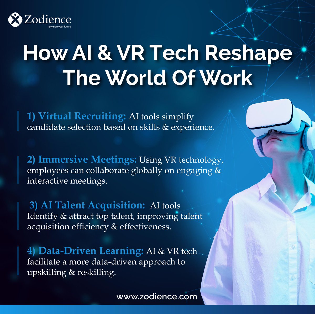 zodience's tweet photo. AI &amp; VR reshape work &amp; talent acquisition, 𝐛𝐫𝐢𝐧𝐠𝐢𝐧𝐠 𝐧𝐞𝐰 𝐨𝐩𝐩𝐨𝐫𝐭𝐮𝐧𝐢𝐭𝐢𝐞𝐬 &amp; challenges.

#ar #vr #opportunities #success #career #talent #talentacquisition #technology #ai #recruiters #zodience #lifeatzodience #connectwithzodience #aitools #selection #skills https://t.co/G86K7tNBgZ