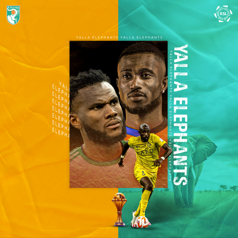 SPL_EN's tweet photo. 🇸🇦🤝🇨🇮
 
We wish the best of luck to our RSL stars representing the Elephants at #AFCON2023 🐘💪
 
#yallaRSL | #yallaElephants https://t.co/31swKru4jO