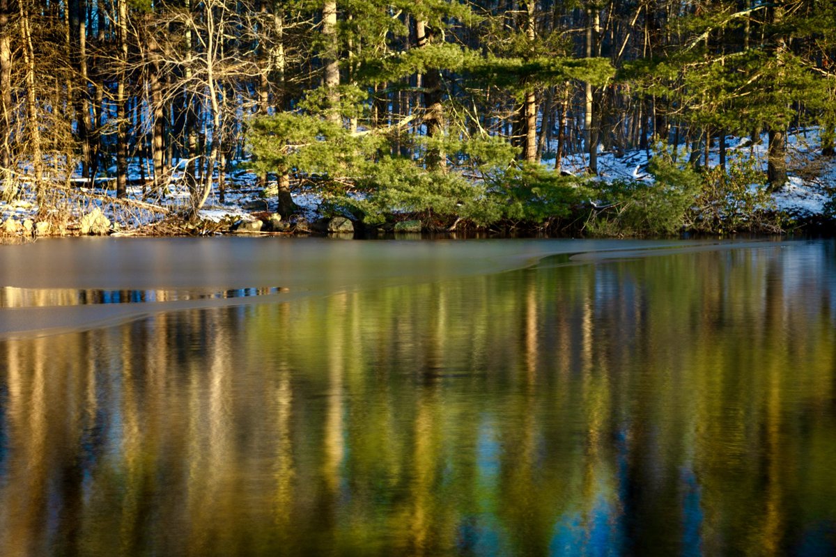 Exposures &amp; IRND filters capturing diminishing expressive colorful reflected light on dusk approach  at Centennial Watershed State Forest, Easton, Connecticut side of Saugatuck reservoir. 1.8.24

#hiking #outdoorphotography #landscapephotography #newenglandlife #connecticut