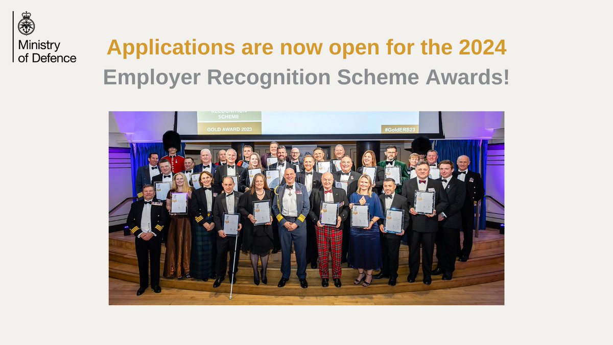 The 2024 Employer Recognition Scheme application windows for Silver and Gold are now open! 📝 Learn more about the Scheme/apply here: ow.ly/qmFe50Qp9LY #GoldERS24 #SilverERS24 #ArmedForces
