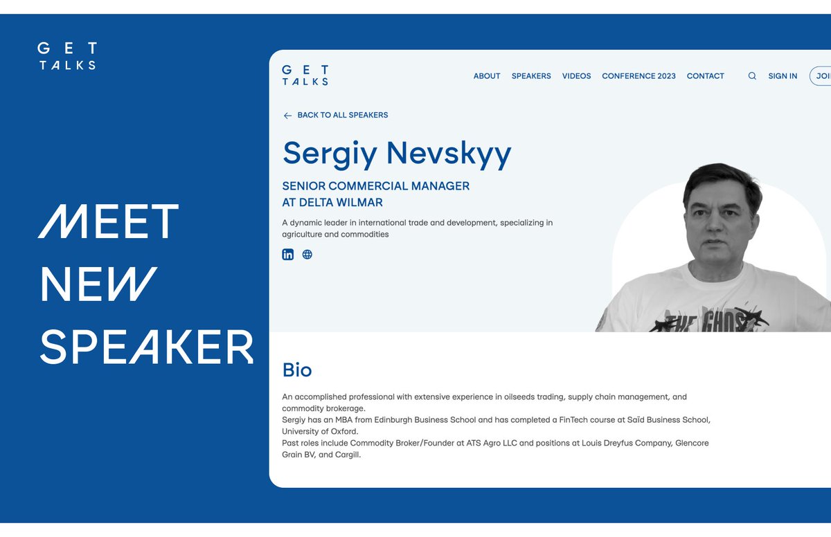 GET_Talks's tweet photo. 1οΈβ£ Meet @SergiyNevskyy, a trade expert specializing in agriculture and commodities. πΎ
https://t.co/pnov33jeCB
#gettalks24 #agribusiness #oatt https://t.co/vTqPA7d8Sz