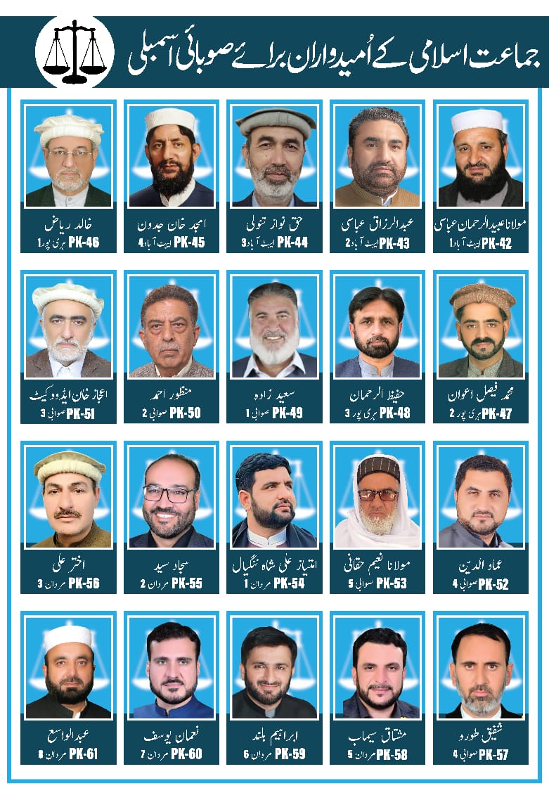 جماعتِ اسلامی <a href="/JIKPOfficial/">Jamaat-e-Islami KP</a> خیبرپختونخوا کے امیدواران برائے صوبائی اسمبلی