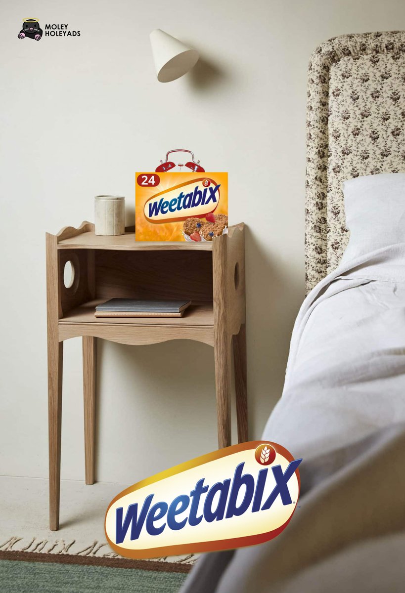 MoleyHoleyAds's tweet image. Waking up at Weetabix:00am &amp;gt; waking up at 7:00am 😎🧠 @OneMinuteBriefs #AlarmClocks @weetabix