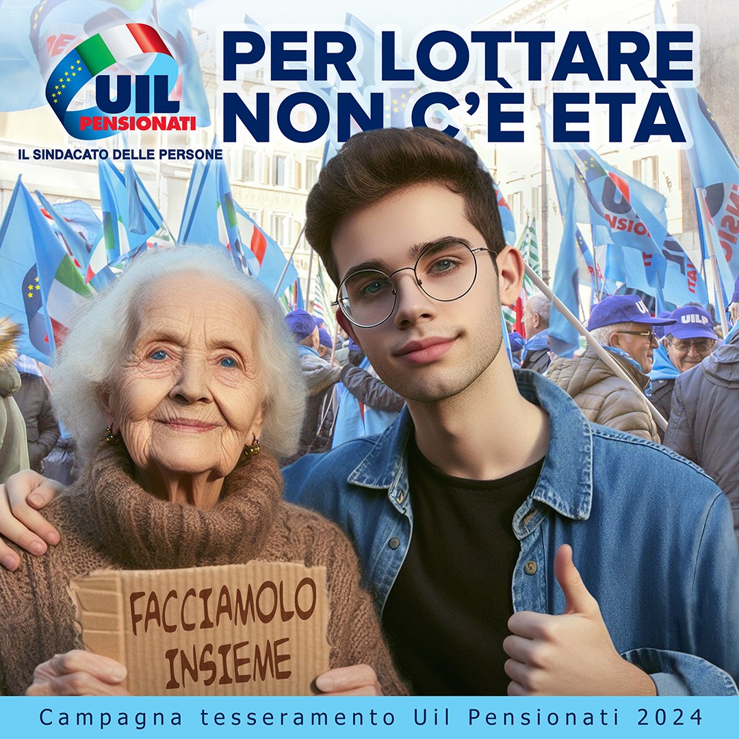 Per lottare non c'è età! Facciamolo insieme, giovani e anziani
👉 Scarica i materiali della Campagna Tesseramento Uilp 2024
uilpensionati.it/.../campagna-t…