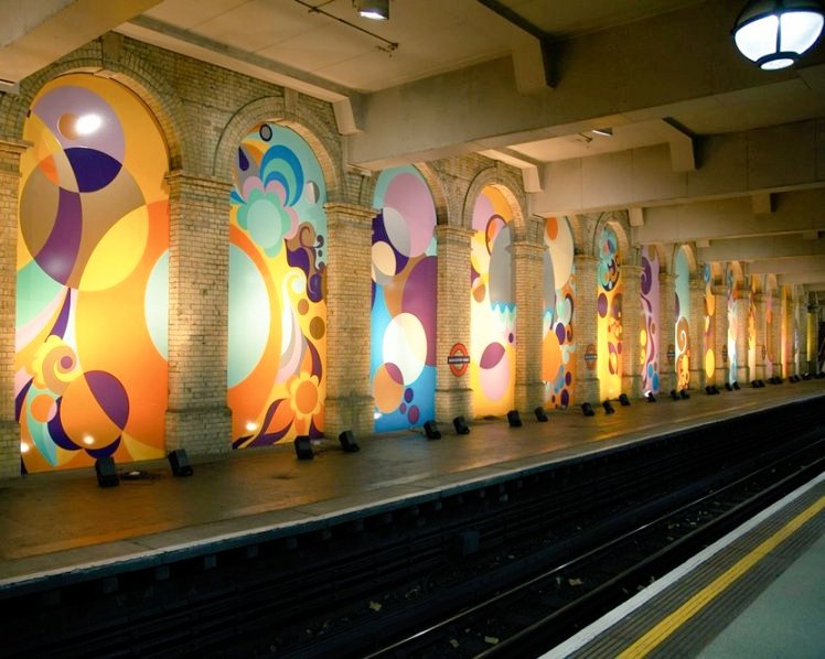 womensart1's tweet photo. Gloucester Road tube station, London. Temporary art installation (2005-2006) by Brazilian artist Beatriz Milhazes #WomensArt https://t.co/bHGJB0wnsn