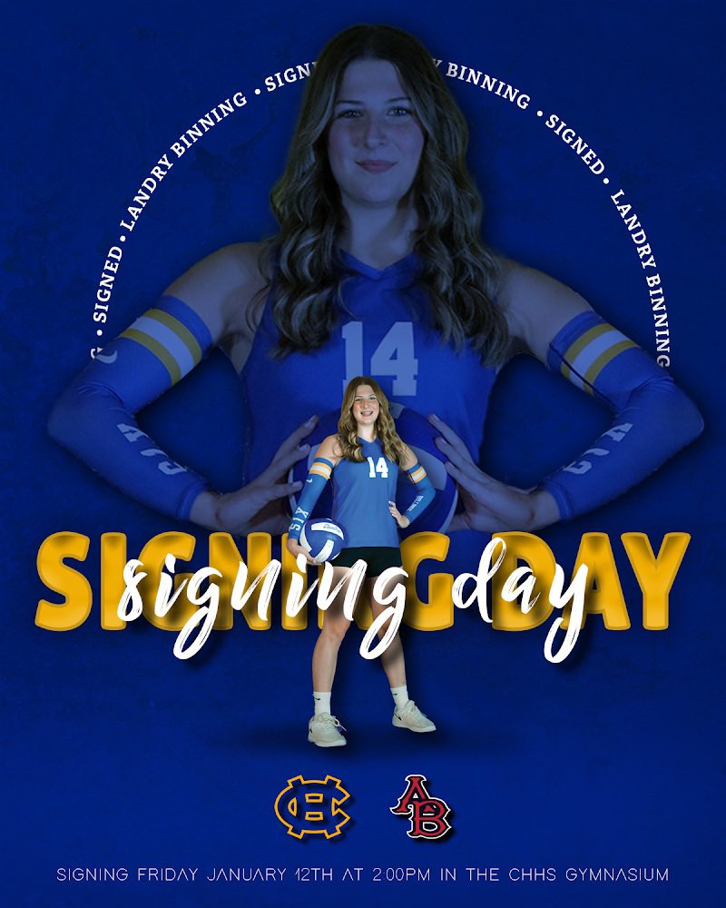 Landry Binning is ready to spike into this new chapter! Committed to Arlington Baptist University for volleyball. 🏐🎓 #SigningDay #SeniorYear #NextChapter #thechapelhillway #codeblue