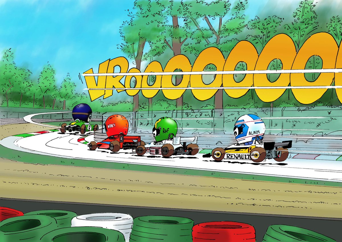 YvonAmiel's tweet photo. Le lecteur doit avoir la sensation d’être juste derrière le rail et les rangées de pneus au virage de LESMO…🤓🇮🇹
Il regarde passer en trombe : Jim, Niki, Rafaël et Alain !
WIP Album #16 🚧
https://t.co/3iftqSJhAF
#monza #lesmo #album #formule1🏎 #formule1
@GrgoryR 🌈 https://t.co/glmpKZuPKT