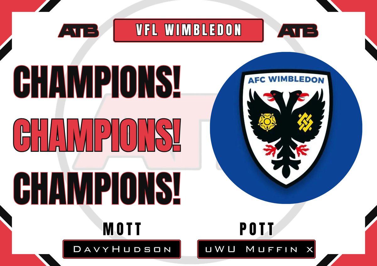 ATBProClubs's tweet photo. 🏆| ATB RESULTS!  
📅| 03/01/2024
⚽️| 32 Teams Side B
-------------
🥇- VFL Wimbledon 
🥈- Ora x

🏁- Wimbledon 1-0 Ora

👔- DavyHudson
⭐️- uWu Muffin x
-------------
Thanks once again to all who participated!     #proclubs https://t.co/8W4jug0ZKm