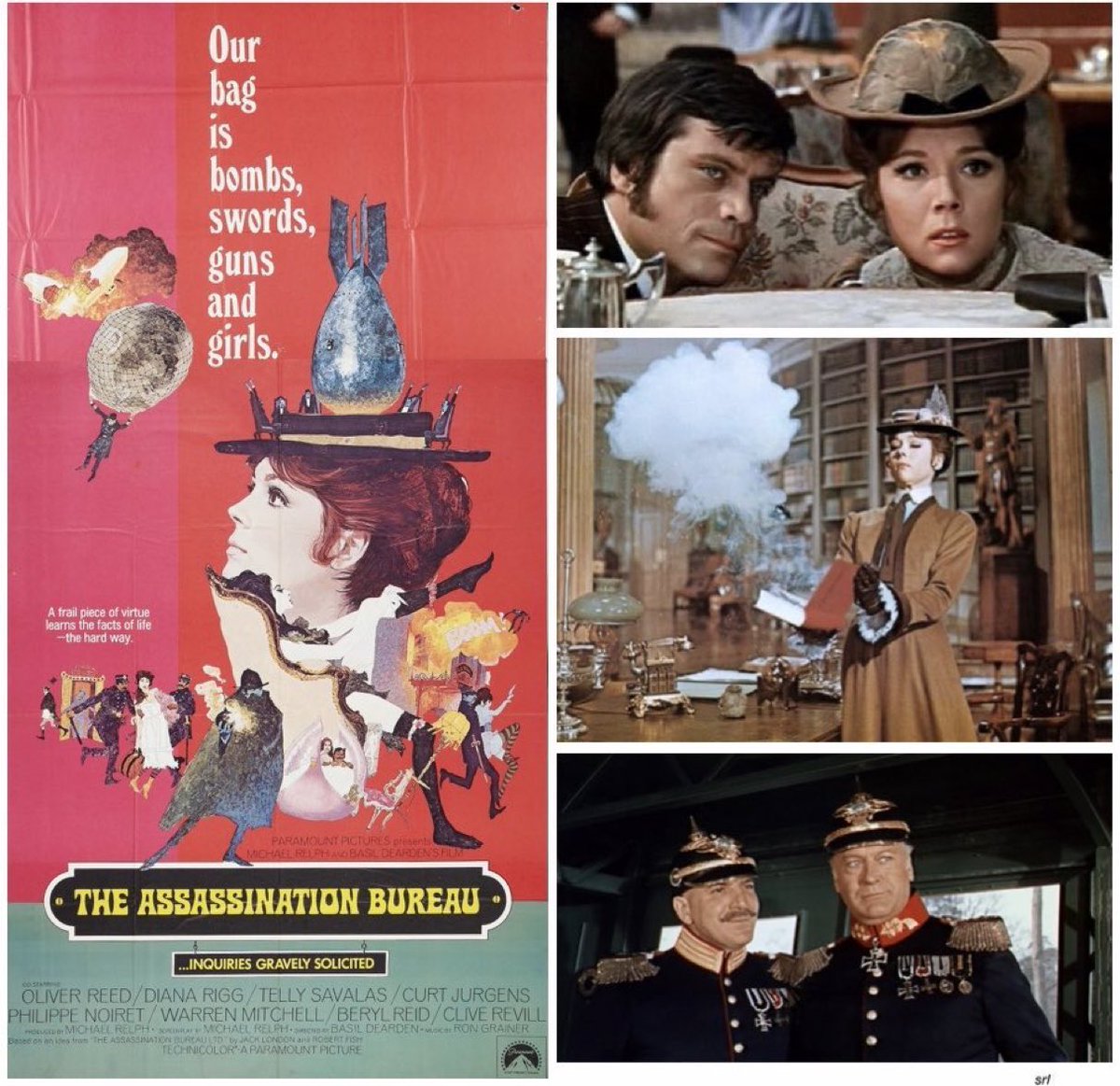2:50pm TODAY on @TalkingPicsTV 👌One to Watch👌 

The 1969 #BlackComedy #Adventure film🎥”The Assassination Bureau” directed by #BasilDearden from a screenplay by Michael Relph (add’l dialogue #WolfMankowitz)

🌟#OliverReed #DianaRigg #TellySavalas #CurdJürgens #BerylReid

1 of 2