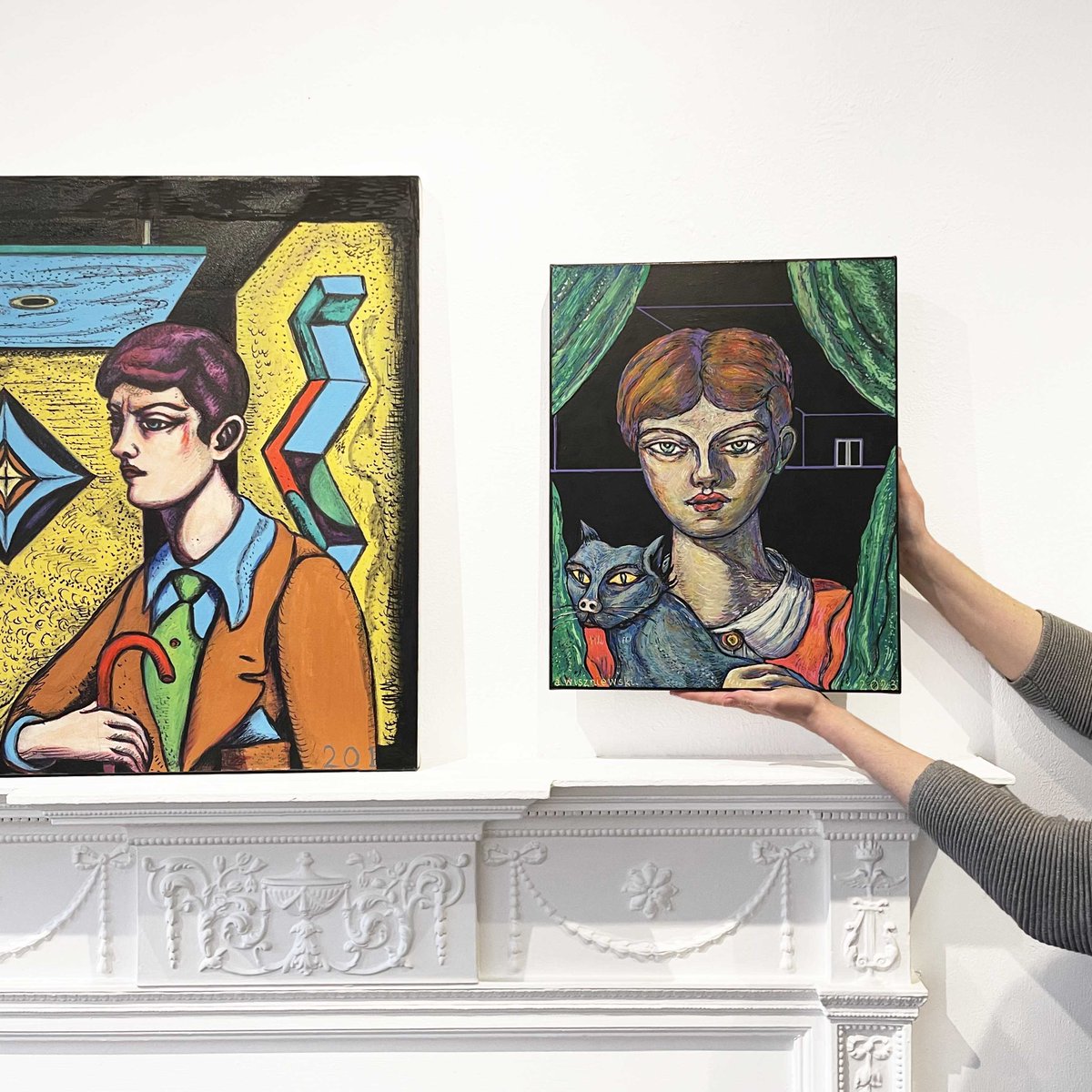 Adrian Wiszniewski's exuberant figurative paintings, redolent of fantasy and myth, have landed in the gallery ahead of the opening of his exhibition 'Science and Nature' this Friday. 

Take a look at the full selection of works on our website
openeyegallery.co.uk/exhibitions/ad…