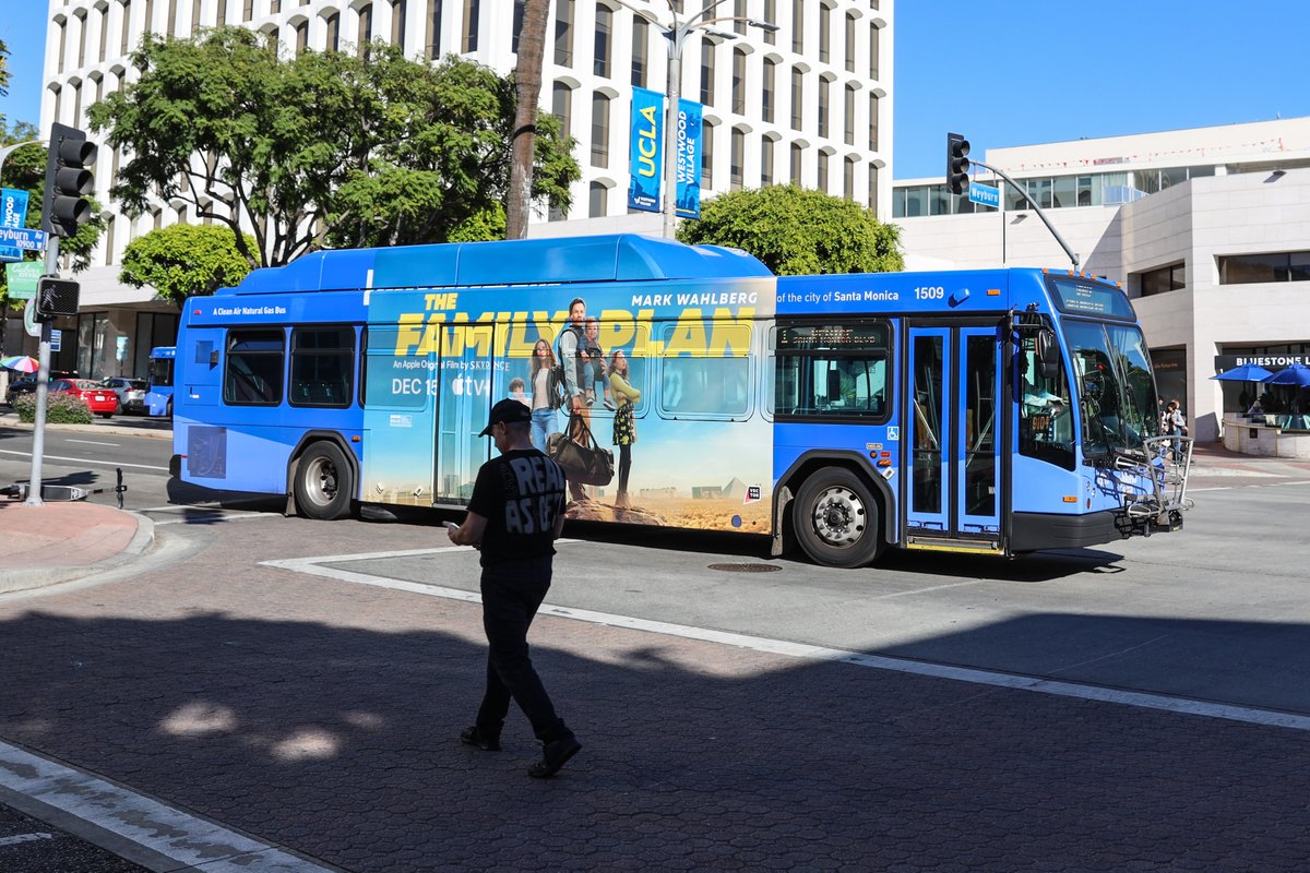The Big Blue Bus made a BIG impact on the campus of UCLA. The bus picks up and drops off college students throughout the day, making it easy for the new Apple TV film, The Family Plan, to reach their largest target audience. #TellBetterStories #OMGLA @AppleTV  #bigbluebus @UCLA