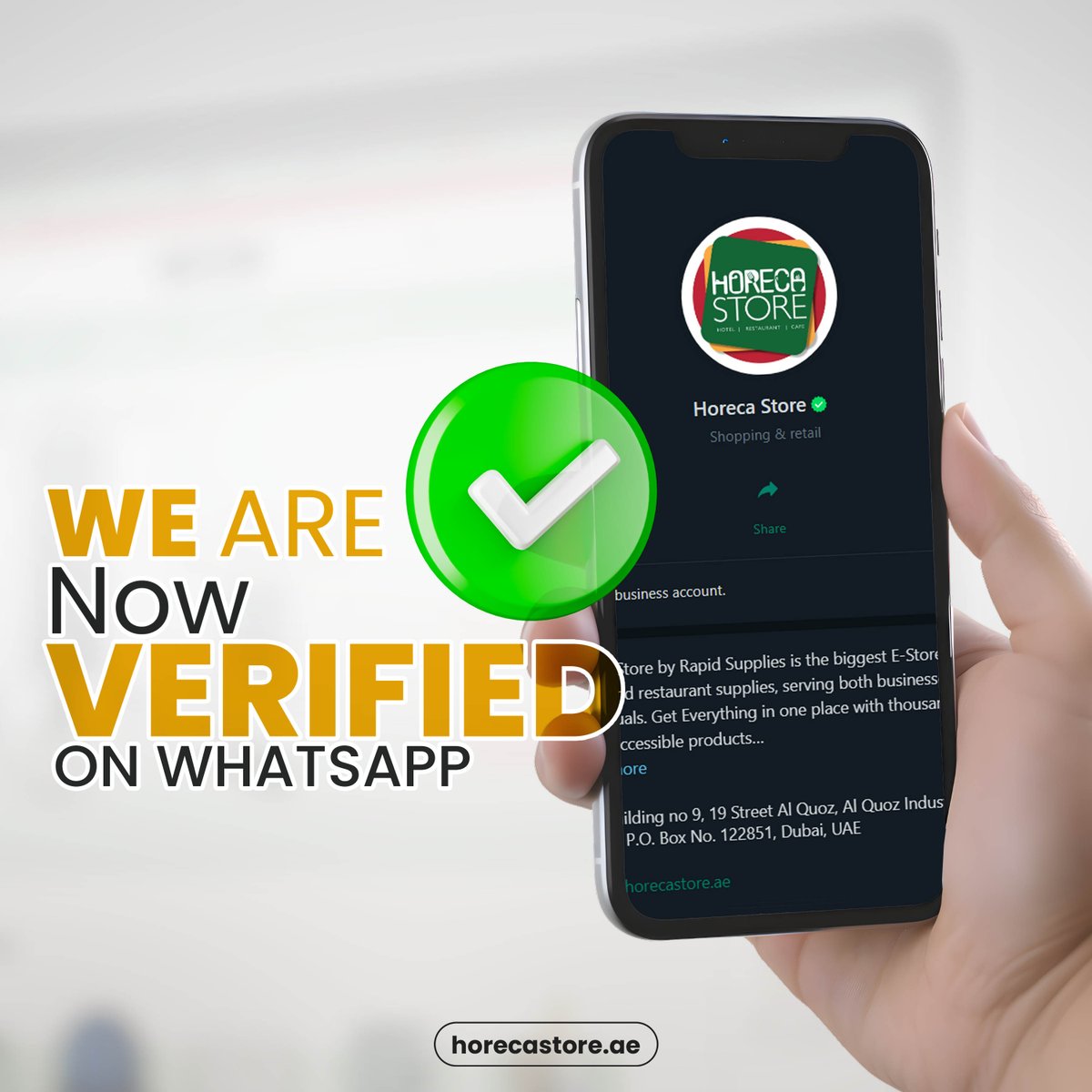 HorecaStoreAE's tweet photo. Verified and Trusted! Our official WhatsApp verification signifies our commitment to reliability and authenticity.๐ฒโ
Reach us on WhatsApp:
https://t.co/7NoScjptz8
#Verified #WhatsApp #WhatsAppVerified #Ecommerce #CustomerService #HorecaStore #MetaVerified #Meta #GreenTick https://t.co/wovdKfghJ0