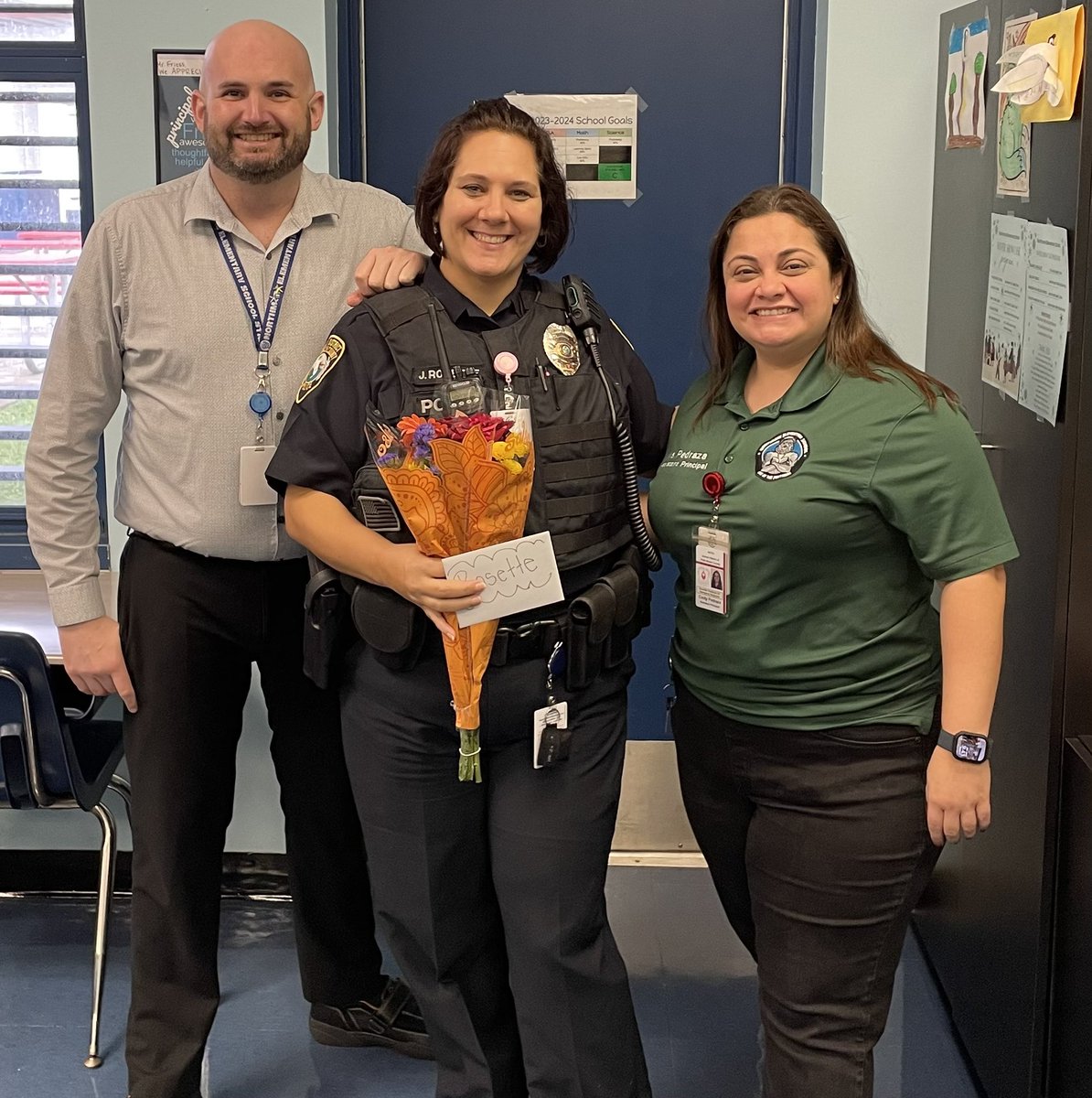 We have to celebrate the phenomenal, fantastic, amazing SRO Officer Rosette for #LawEnforcementAppreciationDay @NorthmoreElem! Not only does she keep our school safe, but she builds strong and powerful relationships! @pbcsd @PBSchoolsPD @Ed_Tierney1 @CPedraza_AP