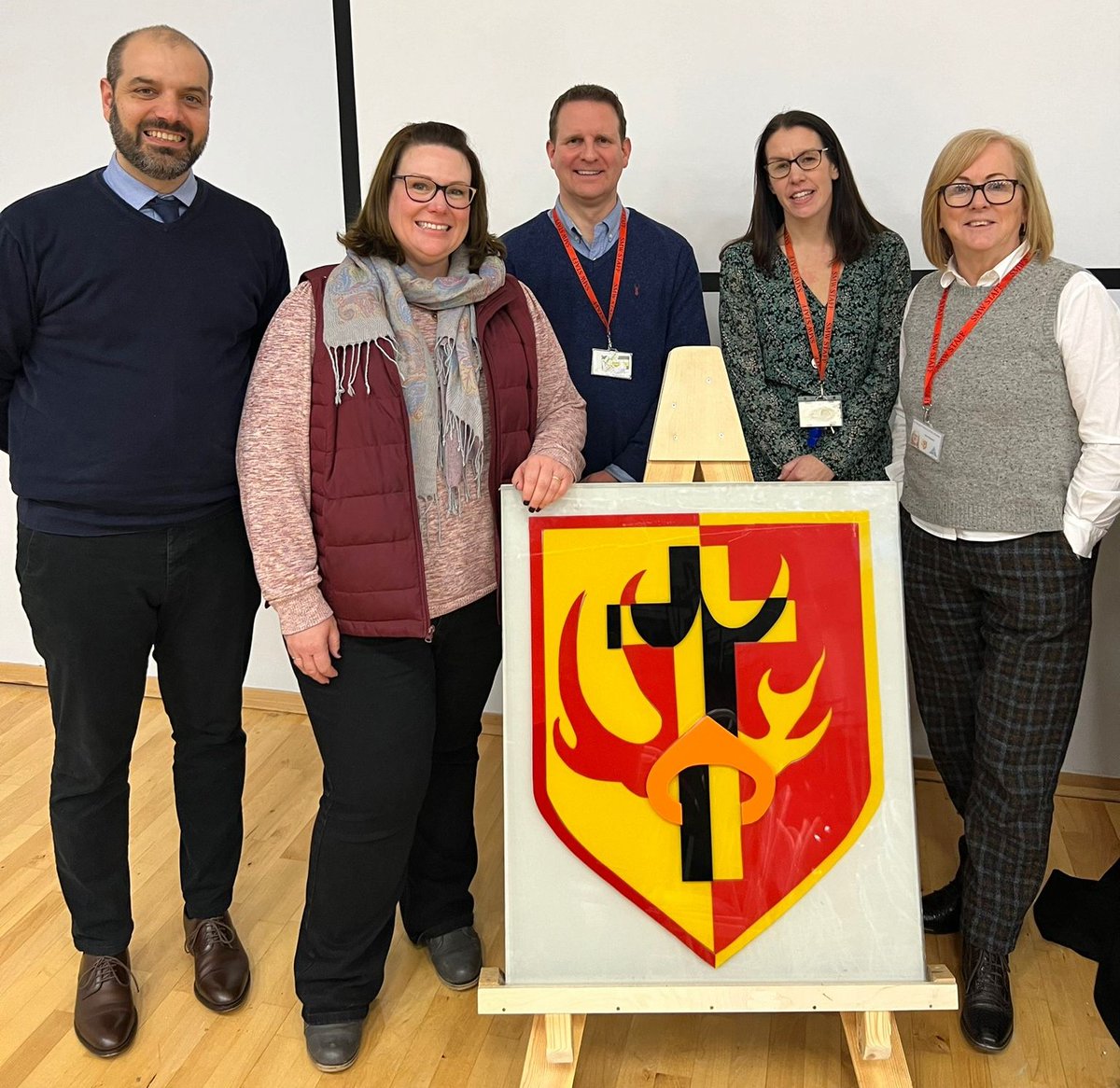 Joe Gilson, Director of Mission, and Heather Ruple, Co-ordinator of Lasallian Vocations, pictured at <a href="/StMargaretWard/">SMW</a> on Jan 8. They led the inset day on the Founder’s story, reflection on personal journeys, and the Lasallian Charism as lived out in the 5 Core Principles.